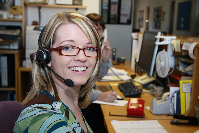 woman customer service smiling woman customer service smiling
