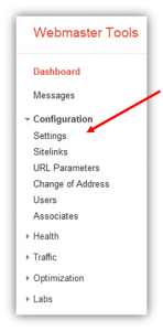 Webmaster Tools Configuration