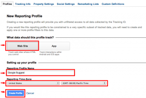 Google Analytics New profile 2
