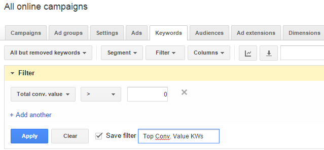 Saved-AdWords-Filter