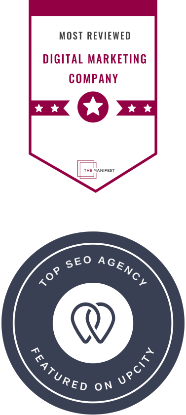 Badge awarded by The manifest and Upcity for the most reviewed digital marketing company in Toronto and the TOP SEO agency.