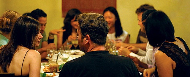 friends talking over dinner